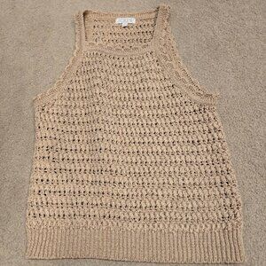 J Crew Beige Crochet Top L